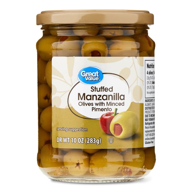 Great Value Stuffed Manzanilla Olives With Minced Pimento, Jar