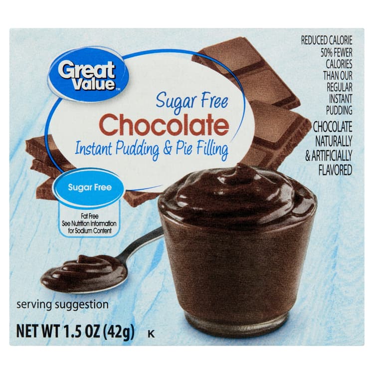 Great Value Sugar Free Chocolate Instant Pudding & Pie Filling, Per Container