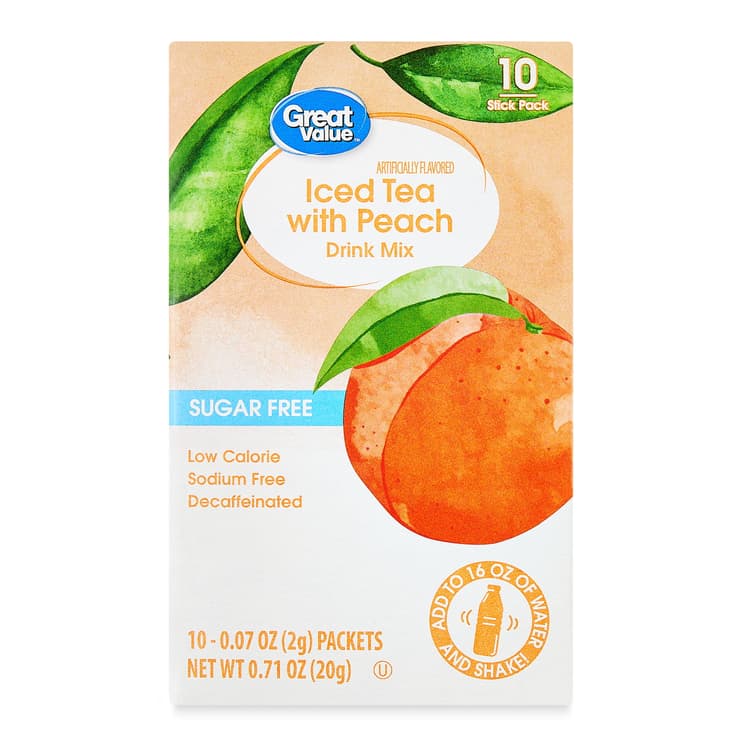 Great Value: Decaffeinated Iced Tea With Peach Drink Mix, (Pack Of