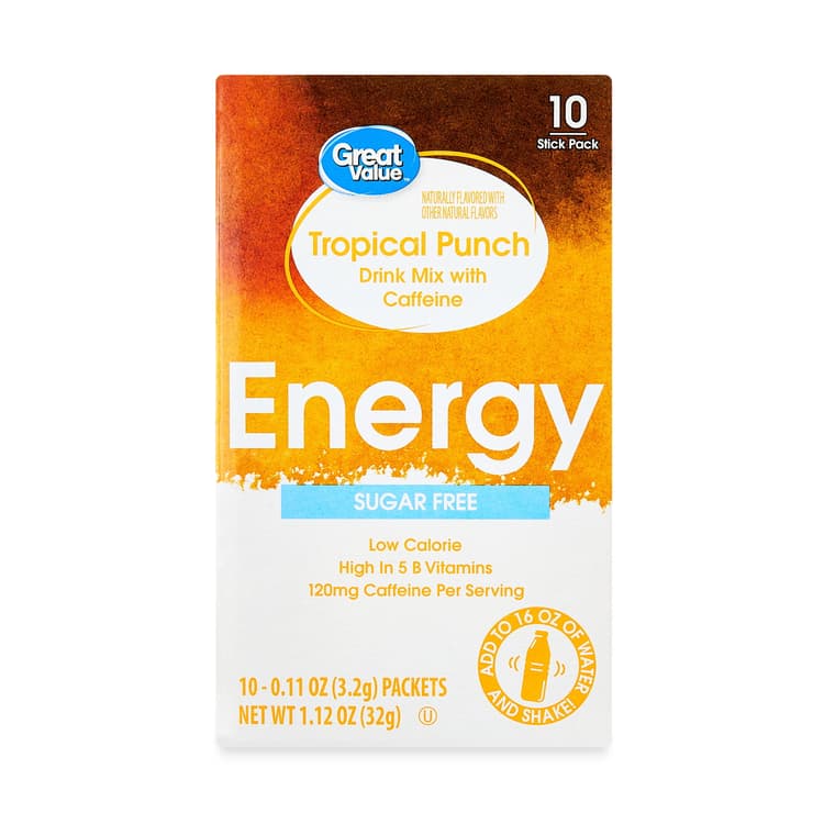 Great Value Energy Sugar Free Tropical Punch Drink Mix With Caffeine
