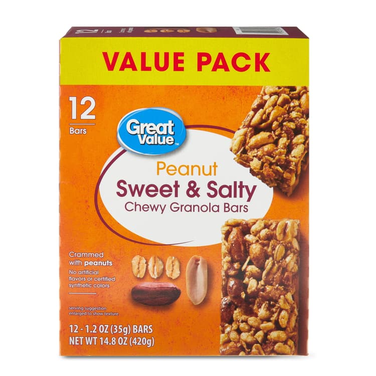 Great Value Sweet & Salty Chewy Peanut Granola Bars , Value Pack