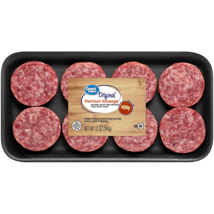 Great Value Uncooked Original Breakfast Pork Sausage Patties