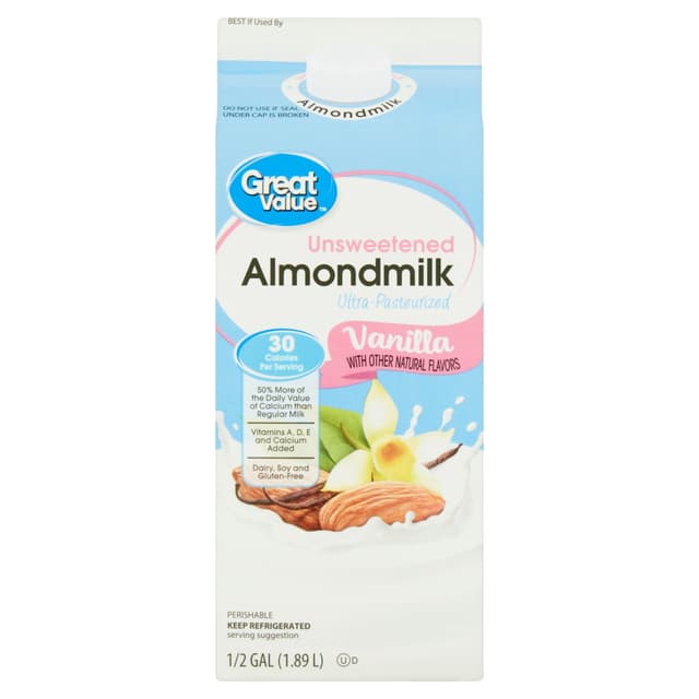 Is it GERD Friendly? Great Value Unsweetened Almondmilk Ultra-pasteurized Vanilla