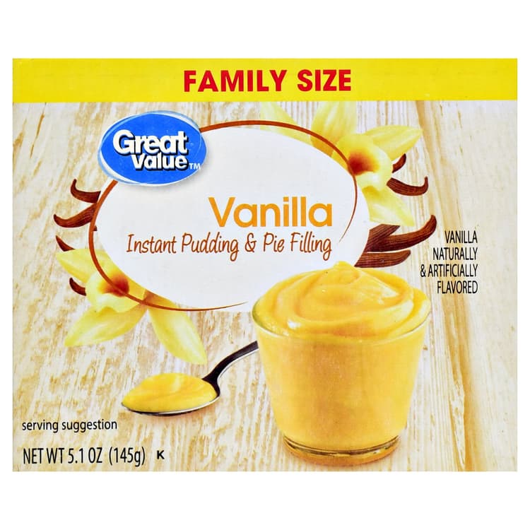 Great Value Vanilla Instant Pudding & Pie Filling, Family Size, Carton