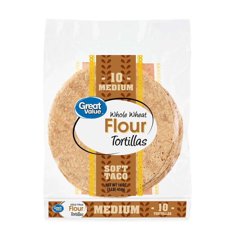 Great Value Whole Wheat Soft Taco Flour Tortillas