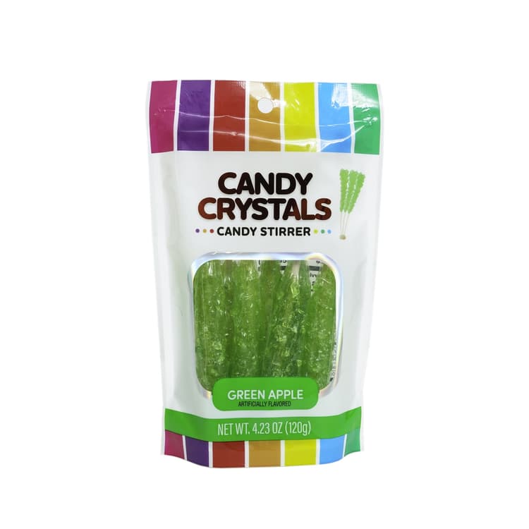 Hilco Candy Crystals Green Apple Flavored Candy Stirrers,, Regular Size