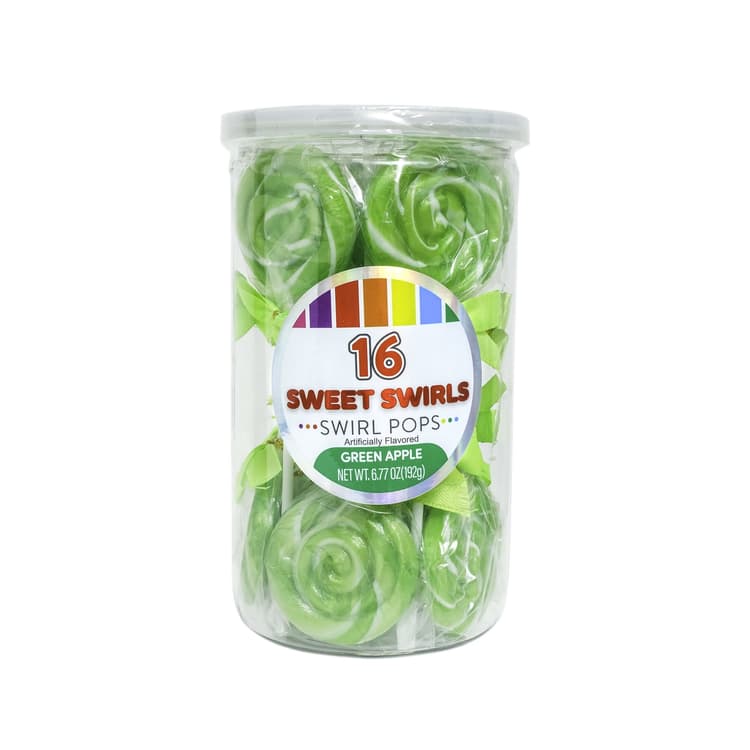 Hilco Green Apple Flavored Swirl Lollipops,, Allergens Not Contained