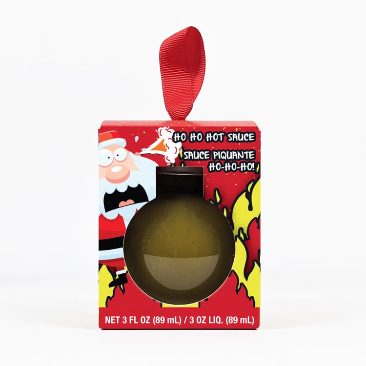 Ho Ho Ho Ornaments With Of Red Habanero Or Jalapeno Liquid Hot Sauce - Msrf