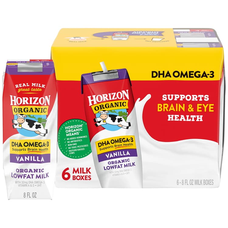 Horizon Organic Shelf-Stable 1% Low Fat Milk Boxes With Dha Omega-3, Vanilla