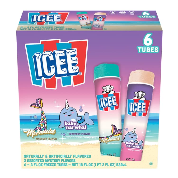 Icee Mermaid & Baby Narwhat Assorted Mystery Flavors Freeze Tubes