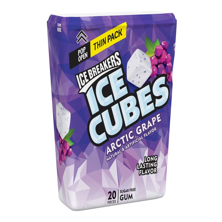 Ice Breakers Cubes Arctic Grape Flavored Sugar Free Chewing Gum Thin