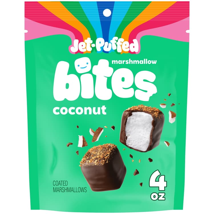 Jet-Puffed Marshmallow Bites Coconut Coated Marshmallows Resealable Bag