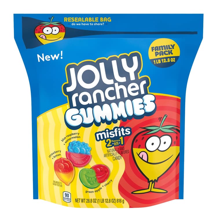 Jolly Rancher Gummies Misfits 2-In-1 Fruit Flavored Candy, Family