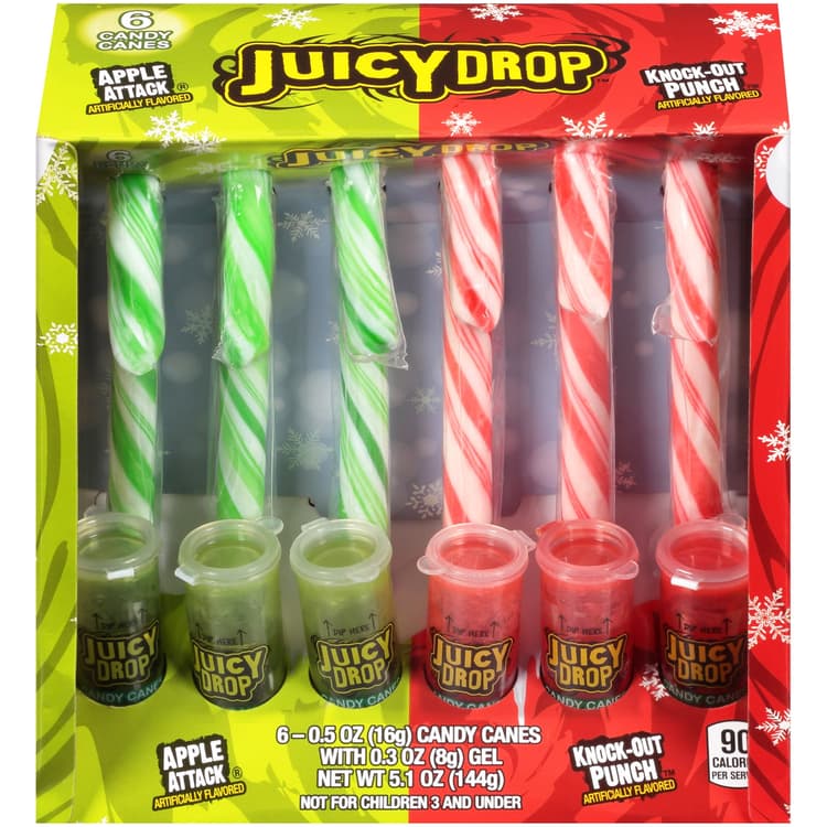 Juicy Drop Christmas Candy Canes With Candy Cane Dip
