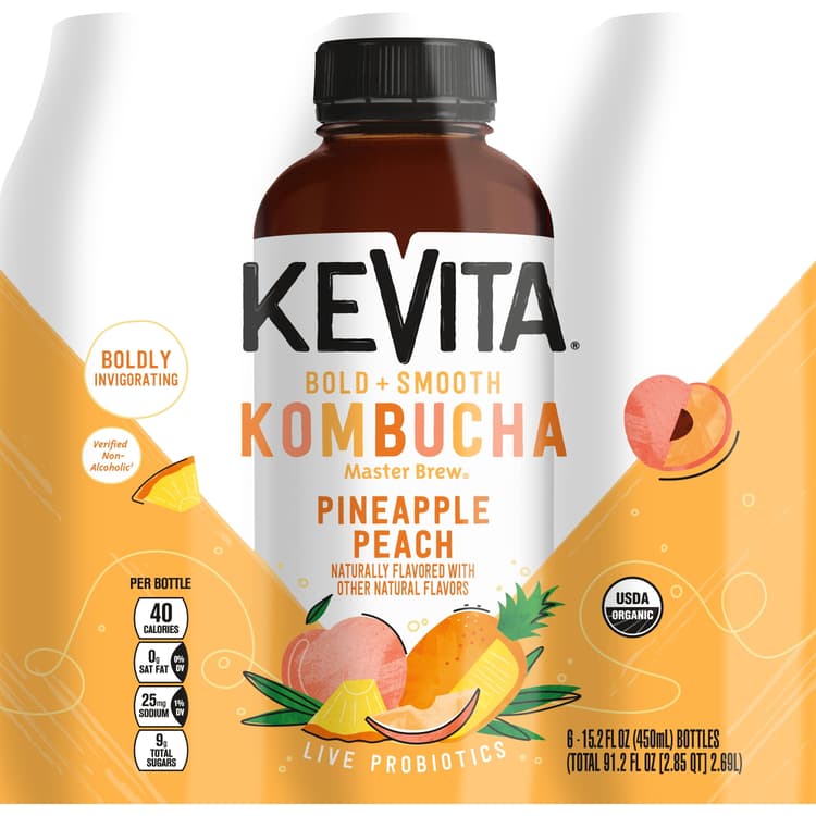 Kevita Master Bew Kombucha Pineapple Peach