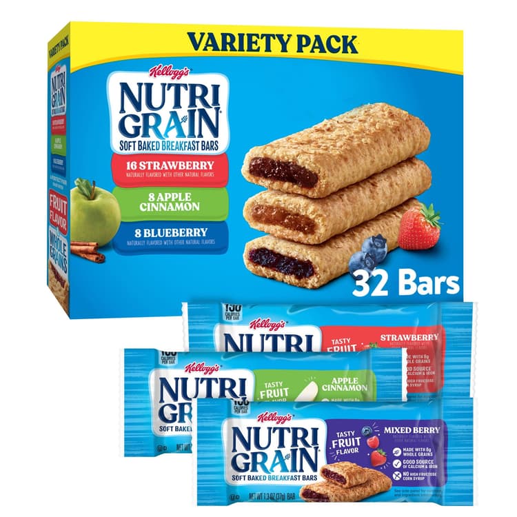 Kellogg'S Nutri-Grain Variety Pack Chewy Soft Baked Breakfast Bars, Ready-To-Eat