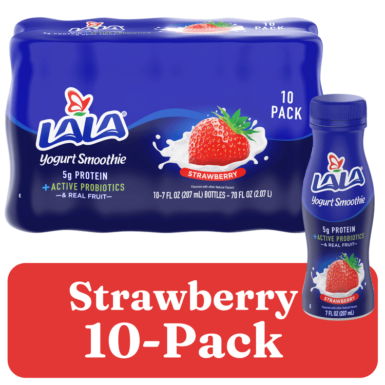 Lala Probiotic Yogurt Smoothie Drink With Protein, Wild Strawberry, Plastic