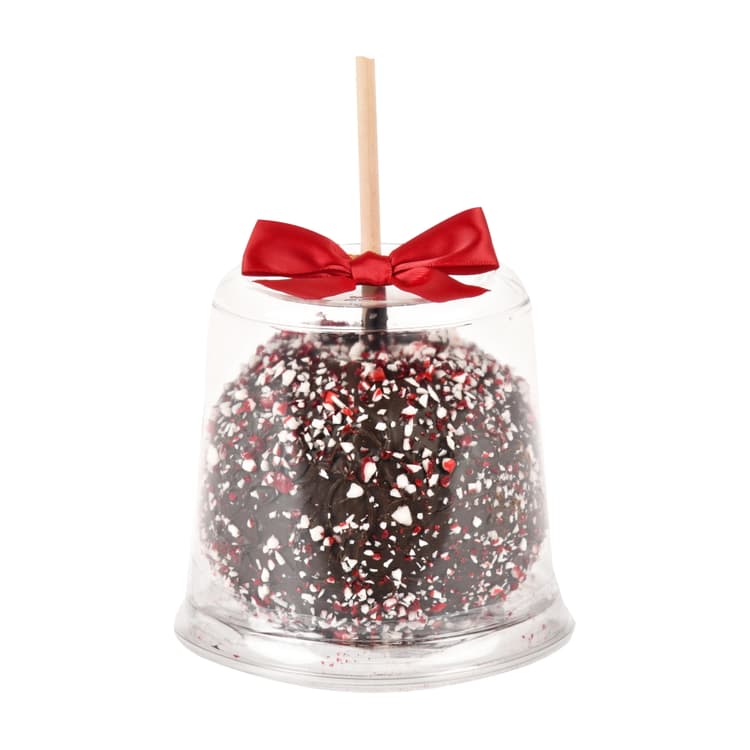 Large Fresh Apple, Dark Chocolate And Candy Cane Covered