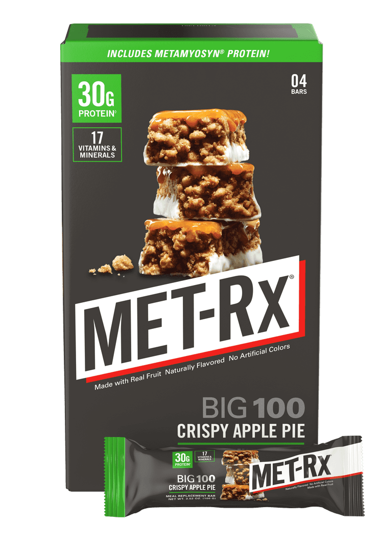 Met-Rx Big 100 Colossal Protein Bars, Crispy Apple Pie Meal Replacement Bars