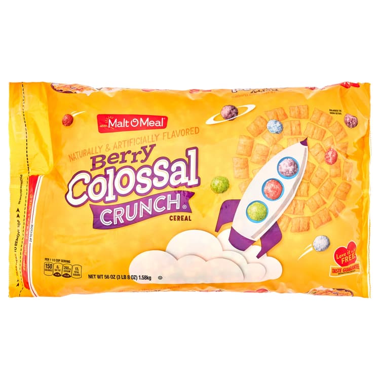 Malt-O-Meal Berry Colossal Crunch Breakfast Cereal, Resealable Cereal Bag