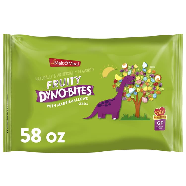 Malt-O-Meal Fruity Dyno Bites With Marshmallows Kids Breakfast Cereal, Family Size Bulk Bagged Cereal