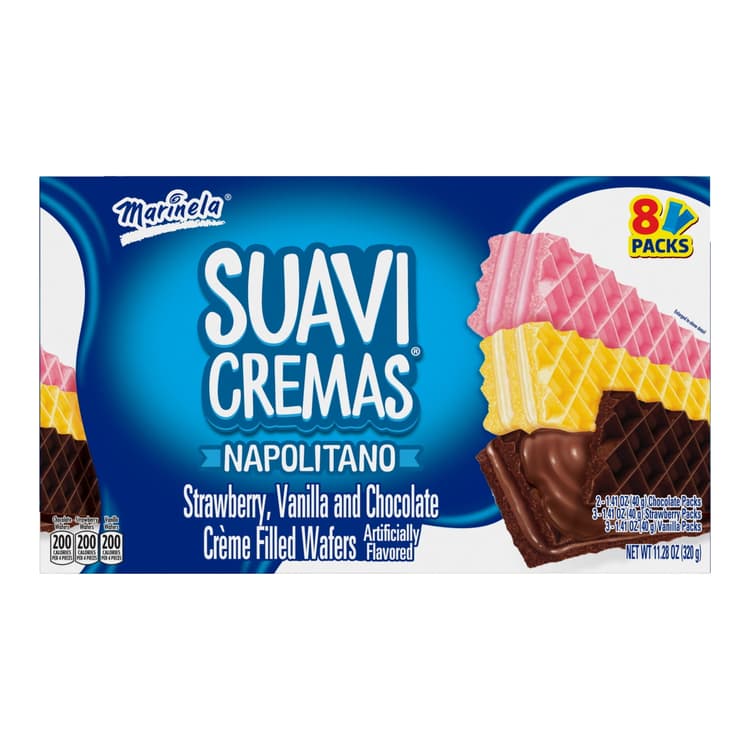 Marinela Suavicremas Surtido Napolitano Vanilla Strawberry Chocolate Wafers