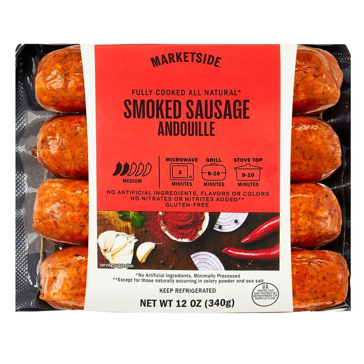 Marketside All Natural Cajun Style Andouille Smoked Pork Sausage, Plastic Pack