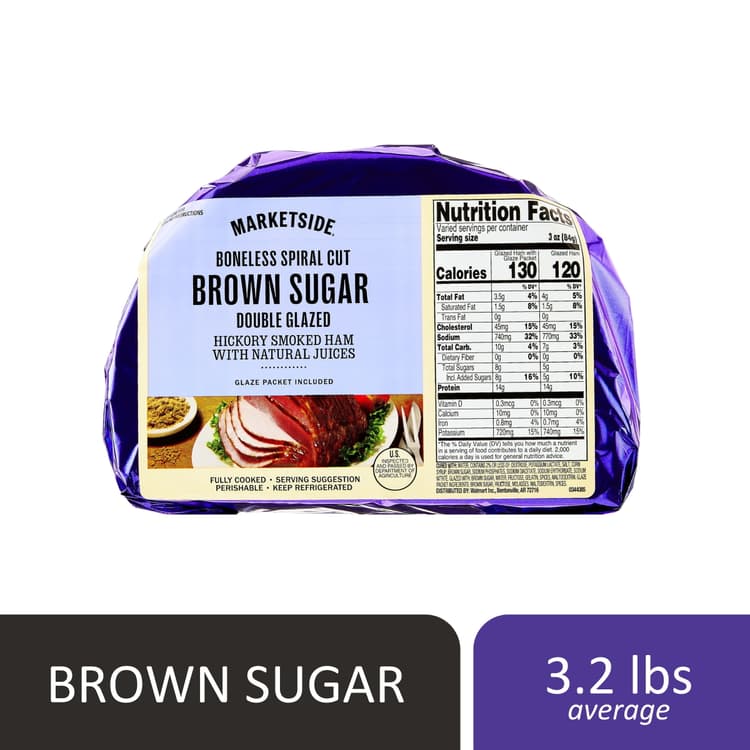 Sam'S Choice, Pork, Spiral-Cut, Boneless, Brown Sugar Double Glazed Ham, 2.