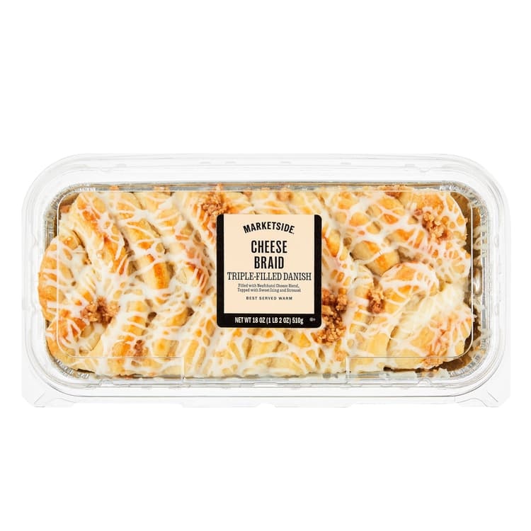 Marketside Triple-Filled Cheese Braid Danish Pastry, Clamshell