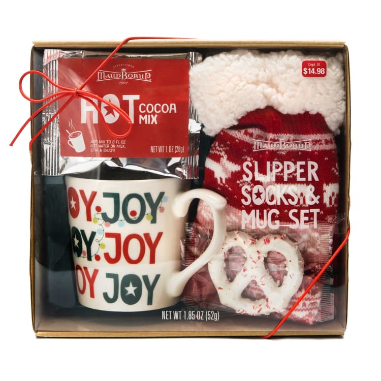 Maud Borup Slipper Socks & Mug Set With Hot Cocoa And Candy Cane Pretzel