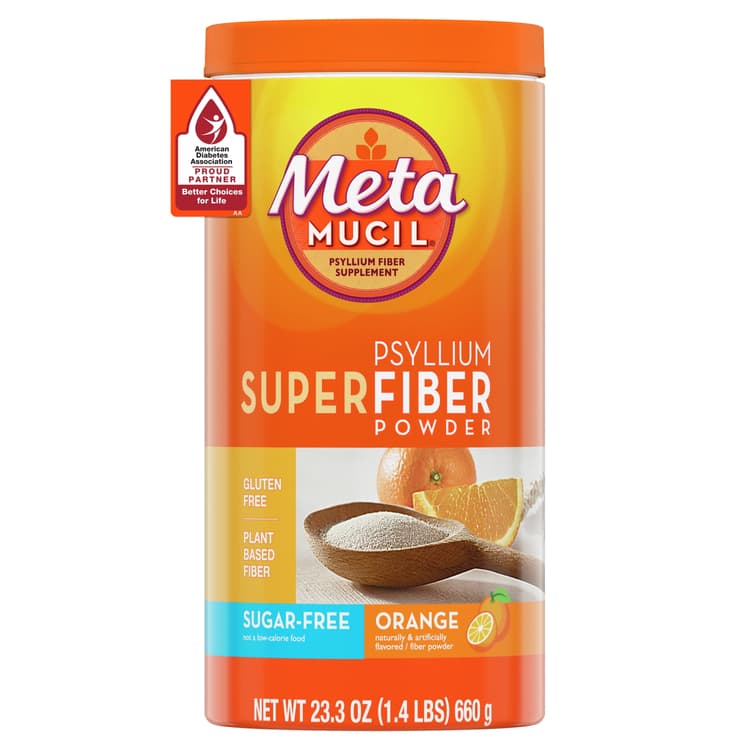 Metamucil Daily Fiber Supplement, Psyllium Husk Fiber Powder, Sugar-Free, Orange