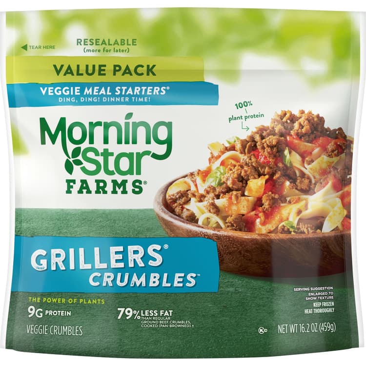 Morningstar Farms Veggie Meal Starters Crumbles, Grillers Original, Value