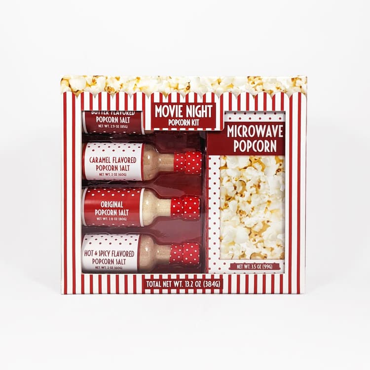 Movie Night Gift Set With 1 Microwave Popcorn & 4 Bottles Of Seasoning Salts - Msrf