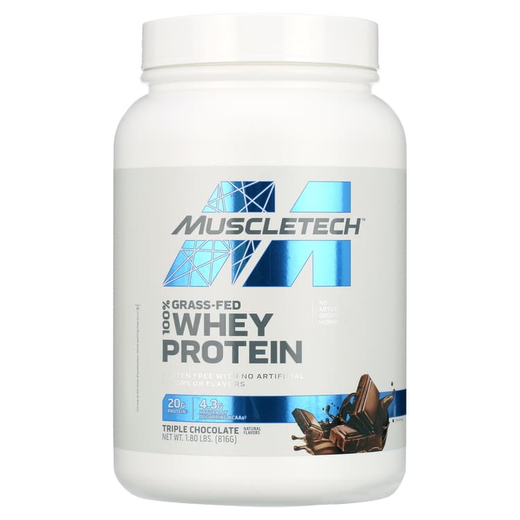 Muscletech Grass-Fed 100% Whey Protein Powder, Triple Chocolate, Protein