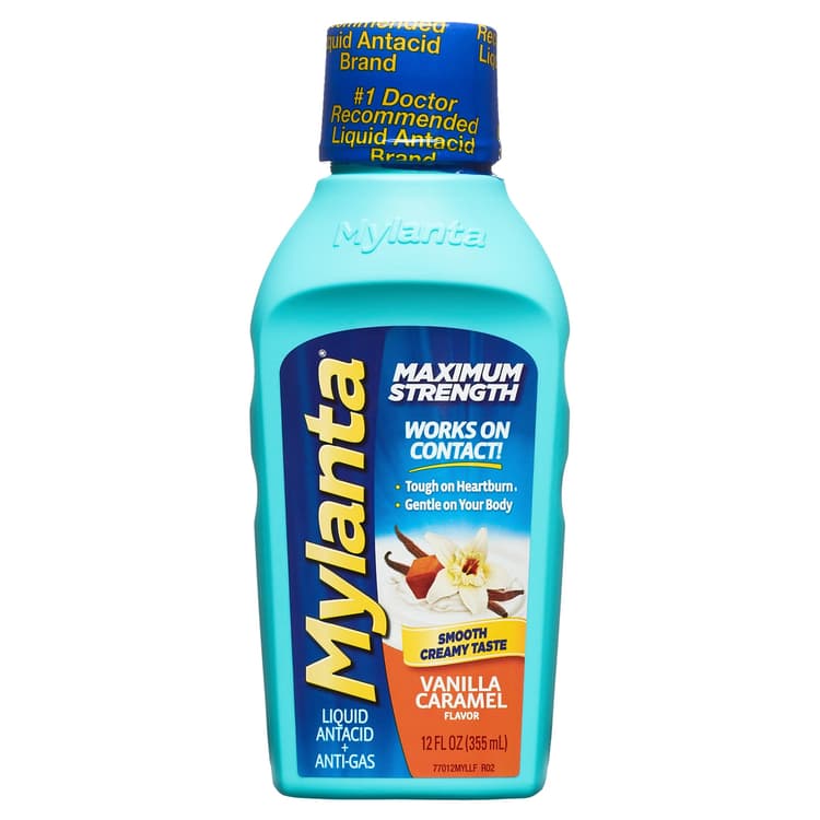 Mylanta Maximum Strength Liquid Antacid + Anti-Gas Vanilla Caramel Flavor