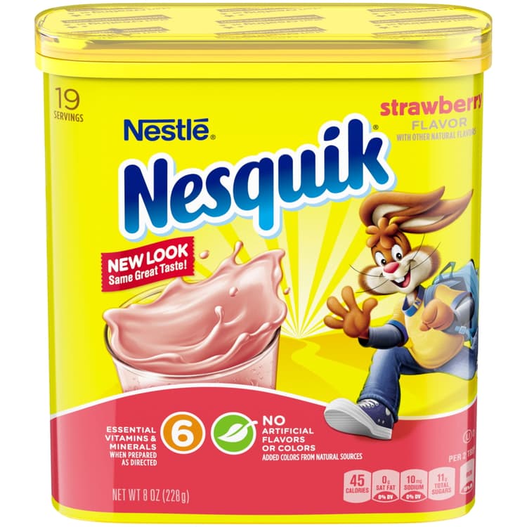 Nesquik Strawberry Powder. Tub