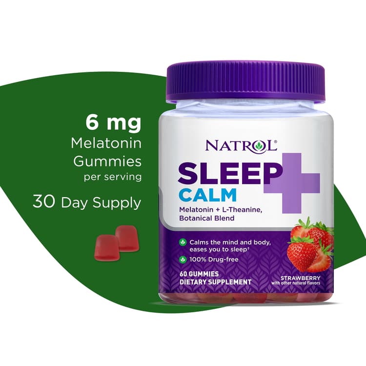 Natrol Sleep+ Calm Gummies, Sleep Aid Dietary Supplement, Strawberry