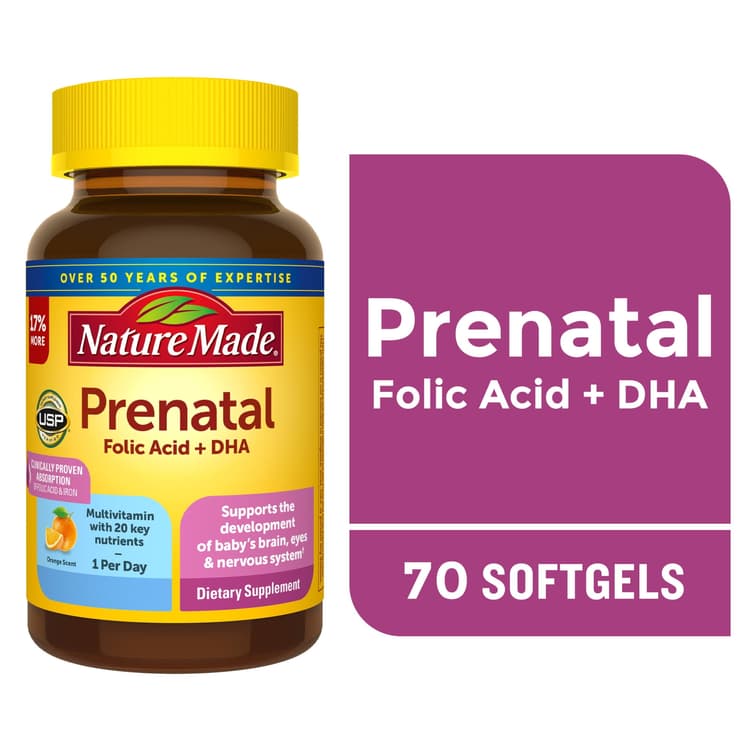 Nature Made Prenatal With Folic Acid + Dha Softgels, Prenatal Vitamin And Mineral Supplement