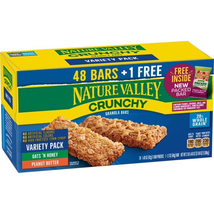 Nature Valley Crunchy Granola Bar, Variety Pack, 48 Bars + Free Packed Bar