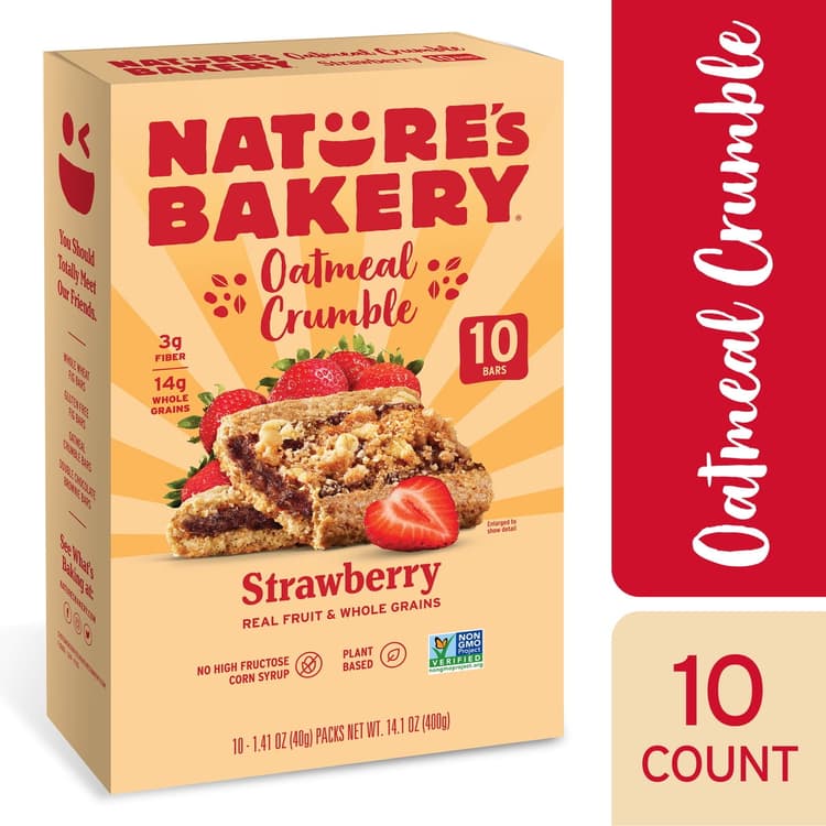 Nature's Bakery Oatmeal Crumble, Strawberry, 10 Breakfast Snack Bars