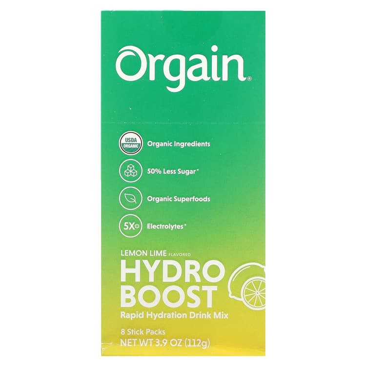 Orgain Hydro Boost Drink Mix, Rapid Hydration, Lemon Lime Flavored