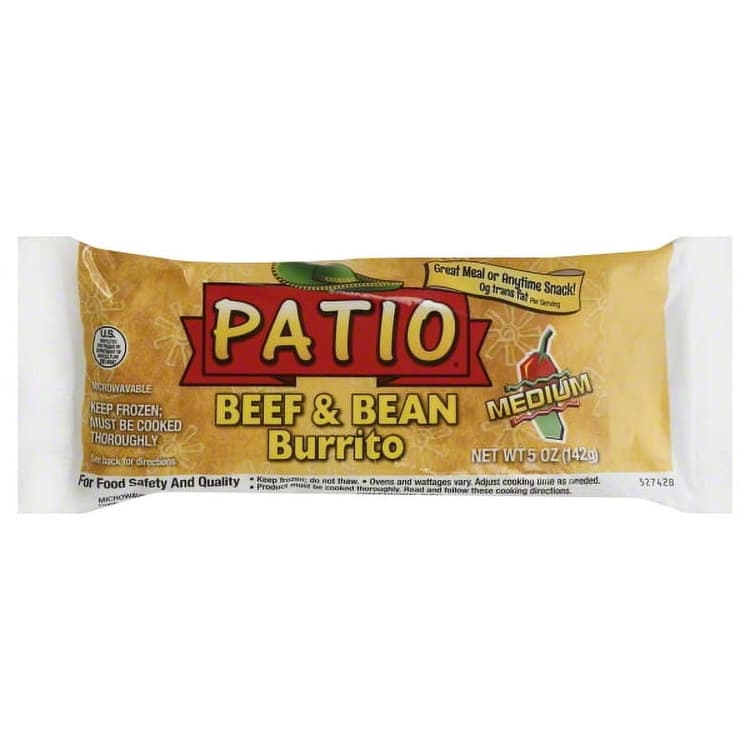 Patio Beef & Bean Burrito, Medium