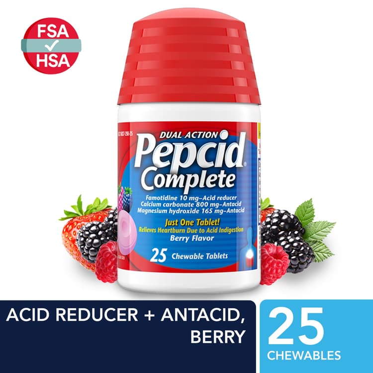 Pepcid Complete Acid Reducer + Antacid Chews, Famotidine, Berry