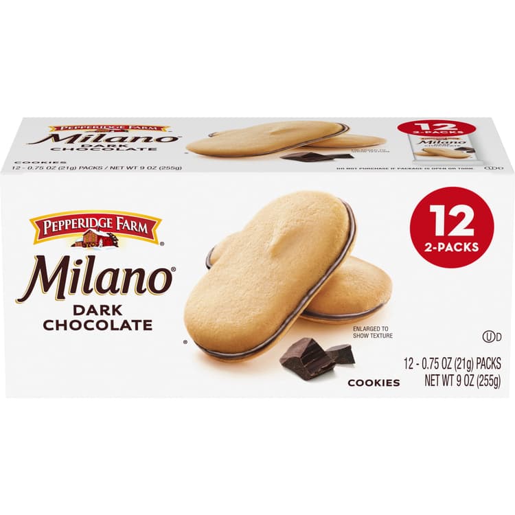 Pepperidge Farm Milano Cookies, Dark Chocolate, 2 Cookies Per