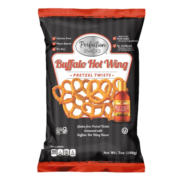 Perfection Snacks Buffalo Hot Wing Pretzel Twists Gluten Free Bag