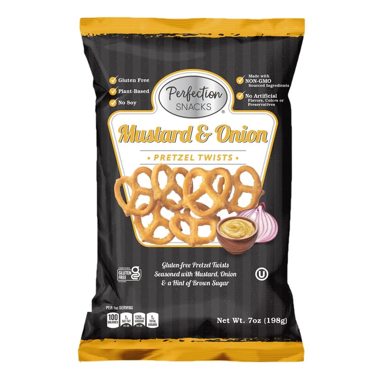 Perfection Snacks Gluten Free Mustard & Onion Pretzels