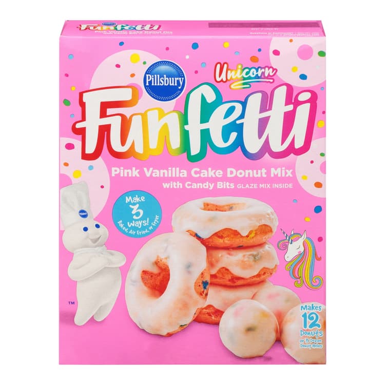 Pillsbury Funfetti Unicorn Pink Vanilla Cake Donut Mix