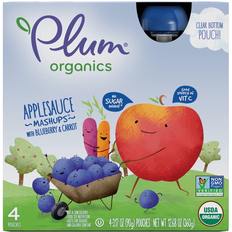 Plum Organics Applesauce Pouches, Blueberry Carrot