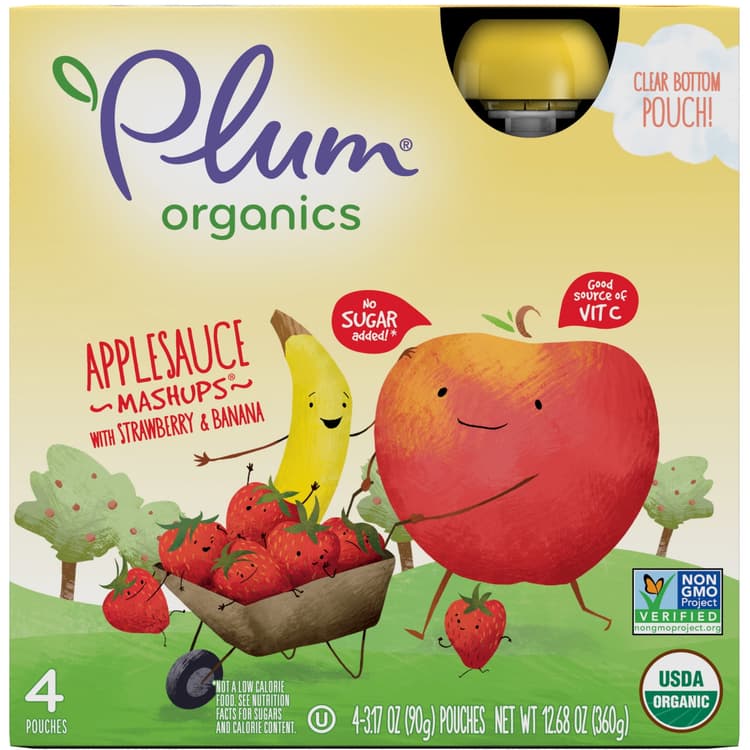 Plum Organics Applesauce Pouches, Strawberry Banana