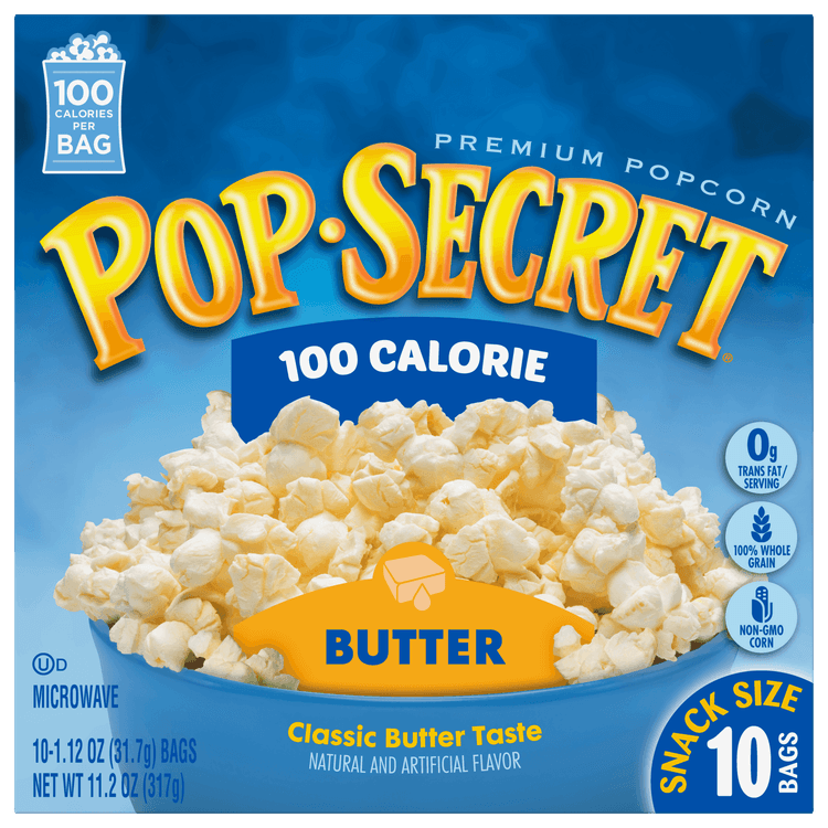 Pop Secret Popcorn, 100 Calorie, Premium, Butter, Snack Size Bags